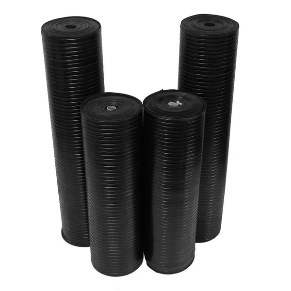 Rubber-Cal Wide Rib Rubber Floor Mat - Black, 1/8x22 x 48x22 x 180x22