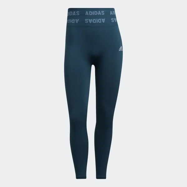 Adidas Women's Training Aeroknit Cropped High-Rise Tights in Blue/Wild Teal Size Small - Nylon/Polyester/Knit