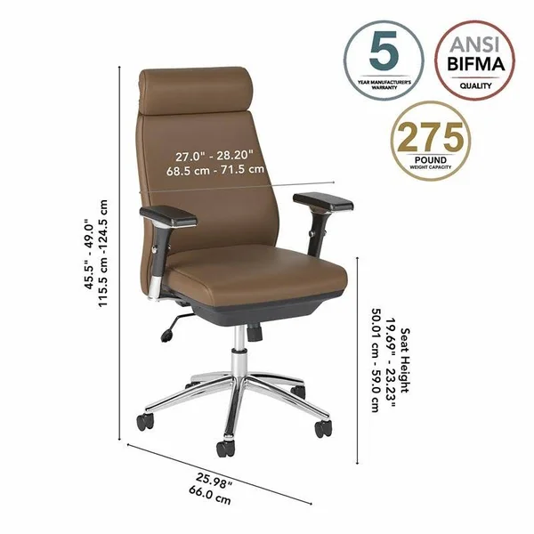BBF Studio C High Back Leather Executive Office Chair in Saddle Tan