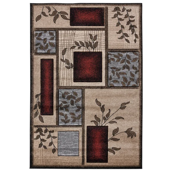 MDA Home Glamour Brown/Red Polypropylene Area Rug - 8&1x22 x 10&5x22