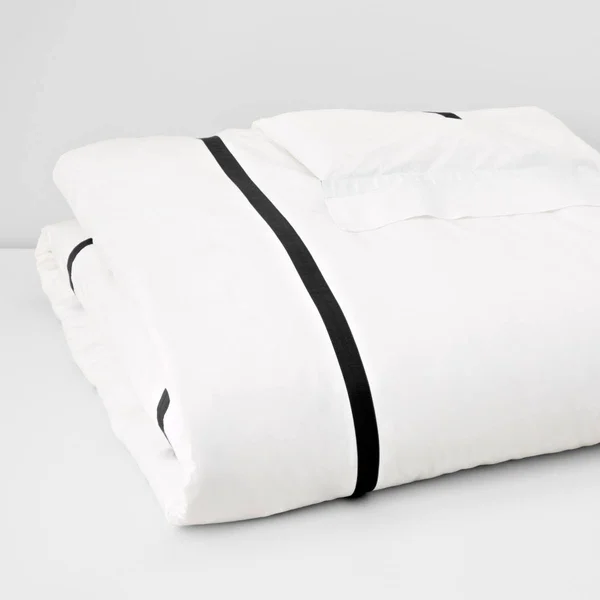 Matouk Lowell - Full/Queen Duvet Cover, Charcoal
