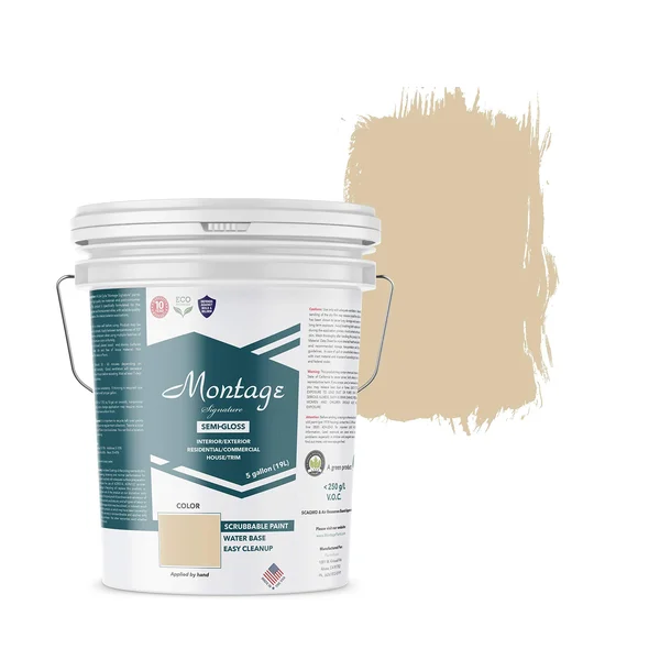 Montage Signature Interior/Exterior Eco-Friendly Paint, Navajo White - Semi-Gloss, 5 Gallon
