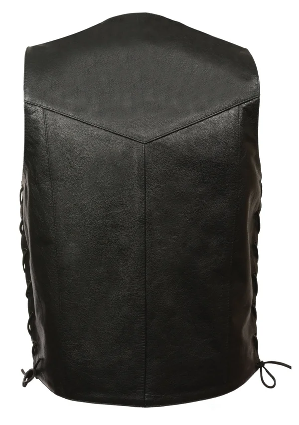 Event Leather-el5397-men's Side Lace Biker Vest w/ Gun Pocket - Black, 3X-Large