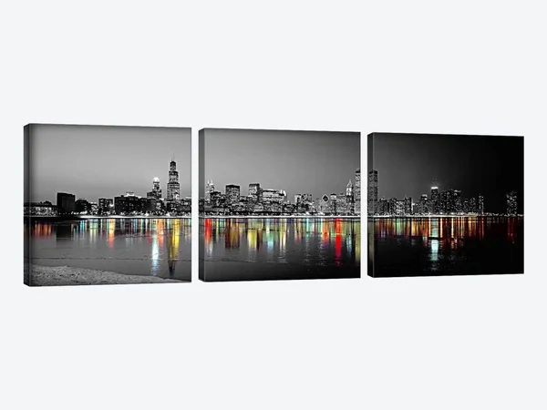 iCanvas &Color Pop Reflection in Lake Michigan&& by Panoramic Images (12x22 x 36x22 x 0.75x22 (3pc) - Includes Hardware) - Blue