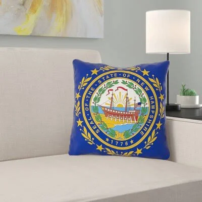 New Hampshire Flag in - Cotton Twill/Throw Pillow-Concealed Zipper-Indoo East Urban Home Size: 16x22 x 16