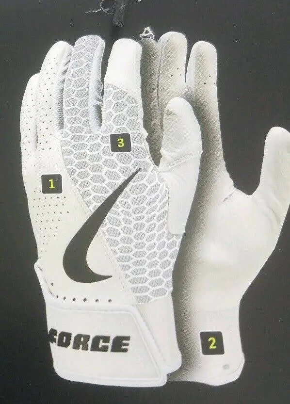Nike Youth Force Edge Batting Gloves White/Black Large