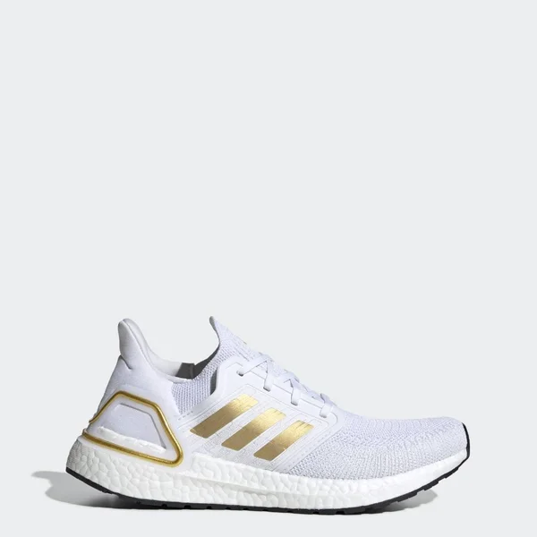 Adidas Women's Ultraboost 20 Shoes - Cloud White/ Gold Metallic - 6