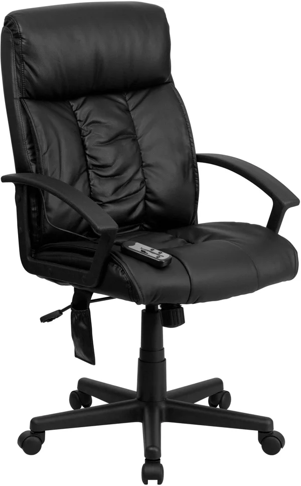 Flash Furniture High Back Massaging Leather Executive Office Chair, Black