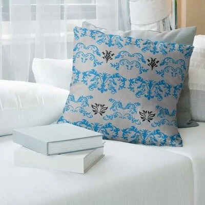 Carolina Football Baroque Square Pillow Cover East Urban Home Color: Gray/Blue/Black - Size: 20x22 x 20
