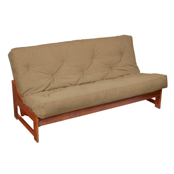 Humble and Haute Full Size 8-Inch Khaki Suede Dual Gel Memory Foam Futon Mattress