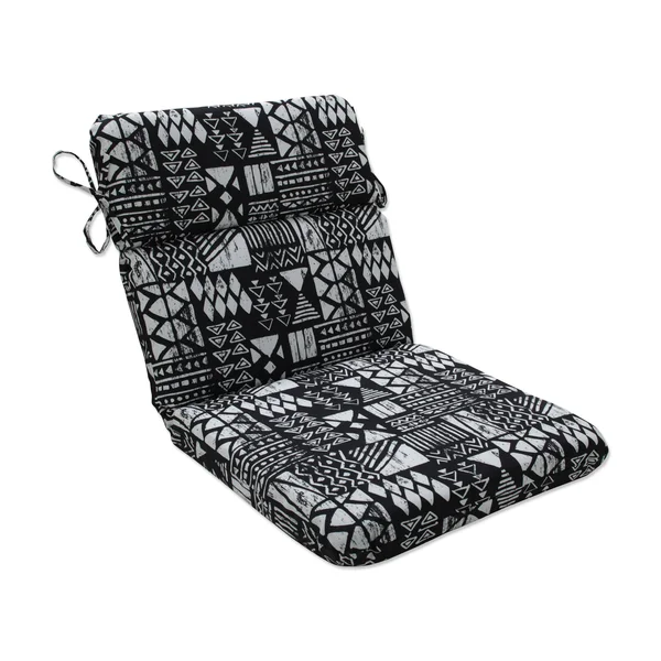 Pillow Perfect - Geo Block Black Black Rounded Corners Chair Cushion
