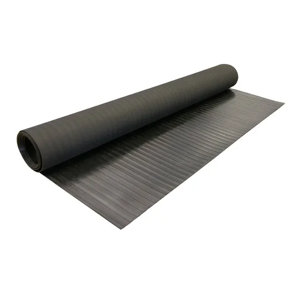 Rubber-Cal Wide Rib Rubber Floor Mat - Black, 1/8x22 x 48x22 x 180x22