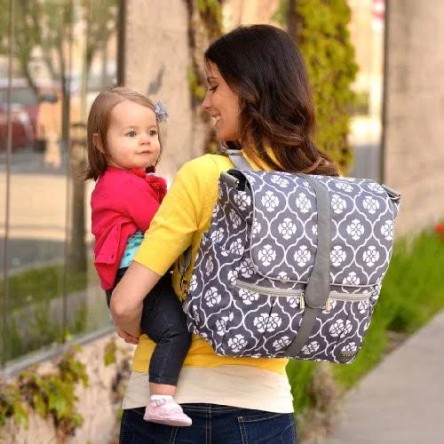 Jj Cole Backpack Diaper Bag Gray Floret