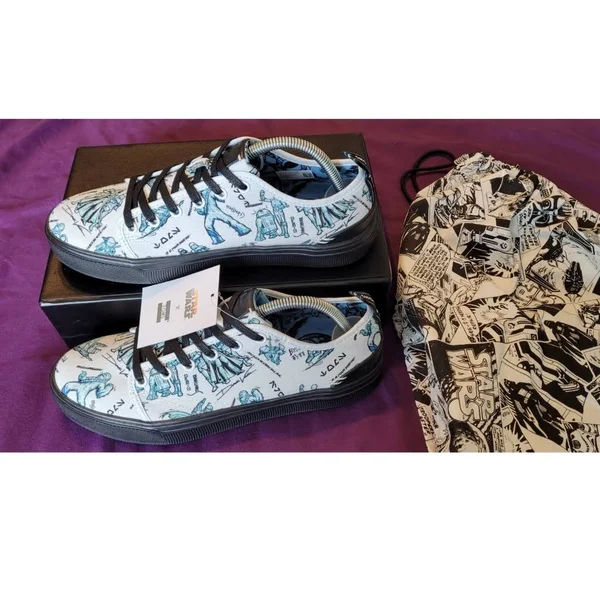 Toms White Star Wars Character Sketch Print Men's Trvl Lite Low Sneakers - Size 8