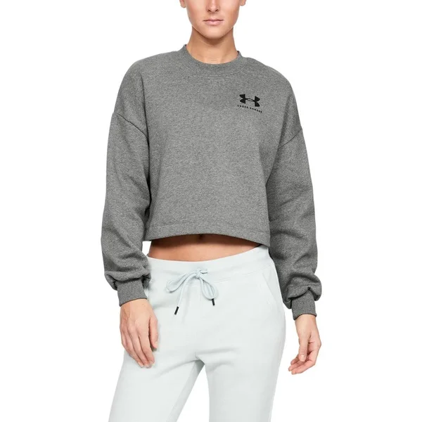 Under Armour Women's Rival Fleece Graphic LC Crew - Gray - XXL