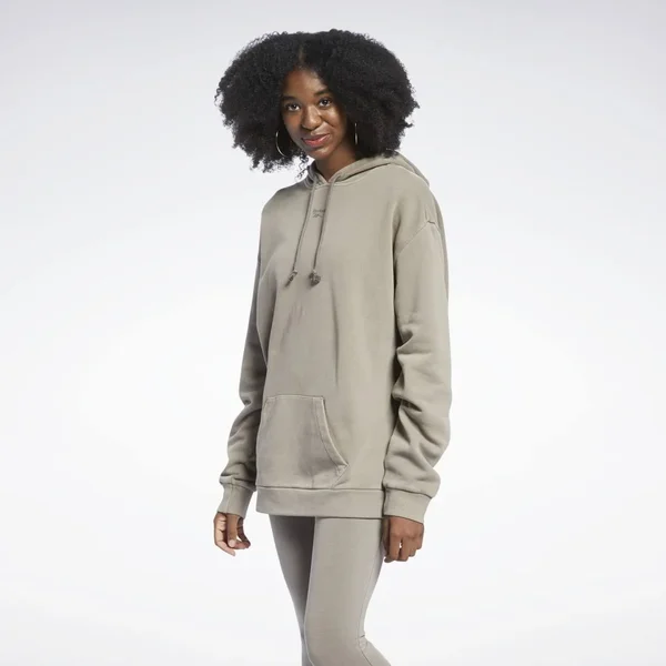 Reebok Women's Classics Natural Dye Oversize Hoodie in Trek Grey Size 2XS - Casual Apparel