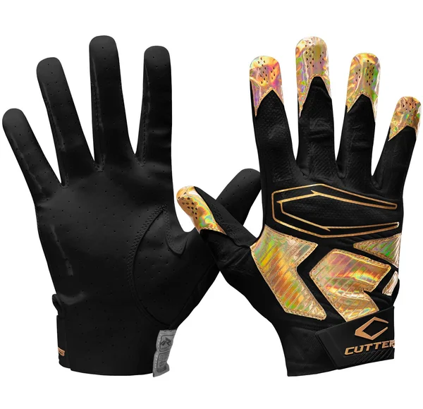 Cutters Rev Pro 4.0 Football Receiver Gloves, XL, Black/Gold