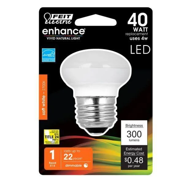 Feit Electric 40-Watt Equivalent R14 E26 Medium Base Dimmable CEC Energy Star 90+ CRI Flood LED Light Bulb, Soft White (12-Pack)