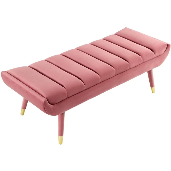 Modway Gray Guess Channel Tufted Performance Velvet Accent Bench