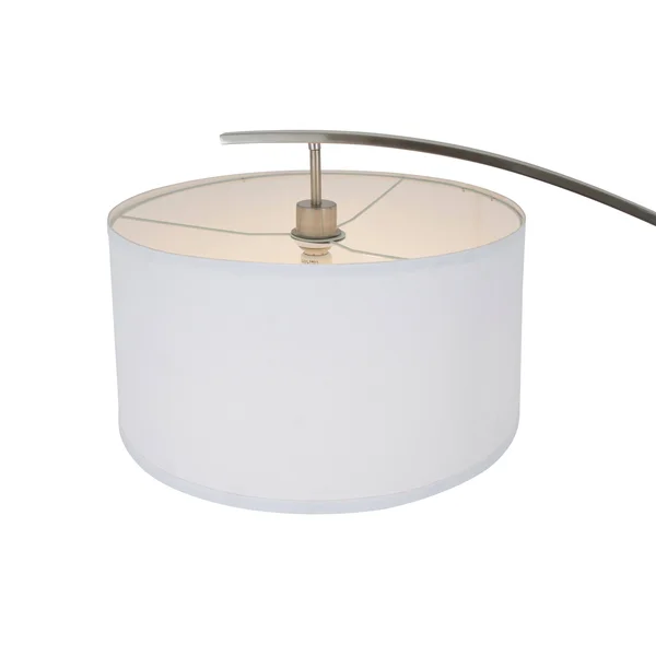 Q-Max Arched Floor Lamp with White Drum Shade, Black Wood Pole, and Metal Base