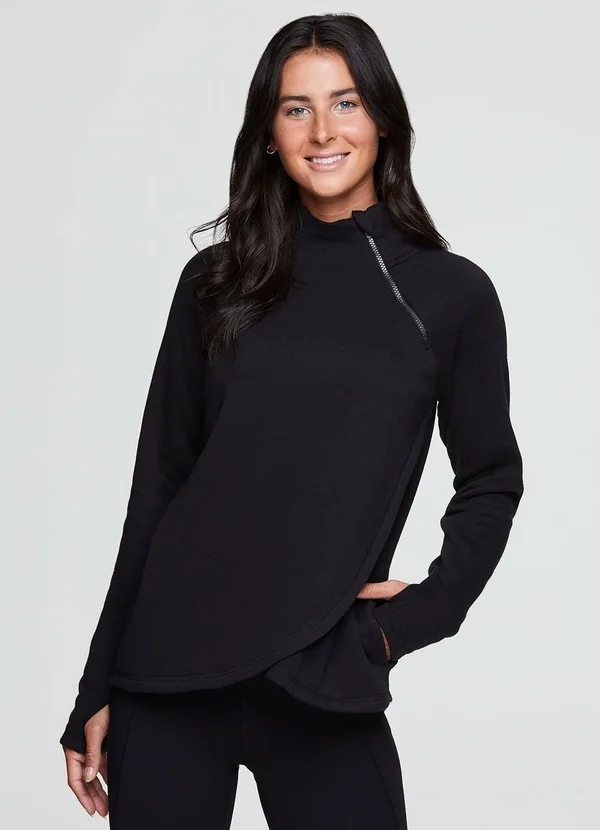 Rbx Prime Ready to Roll Fleece Zip Mock Neck Pullover Top Women's Size Medium in Berry