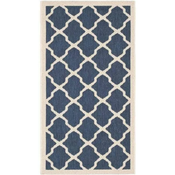 Safavieh Courtyard Anthracite & Beige 2&-3x22 x 8& Indoor/Outdoor Rug