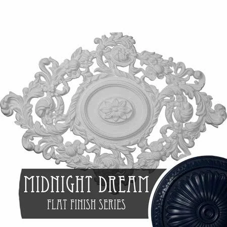 Ekena Millwork CM30KIMDF 30 3/8x22W x 20 3/4x22H x 1x22P Kinsley Flowing Leaf Ceiling Medallion, Hand-Painted Midnight Dream