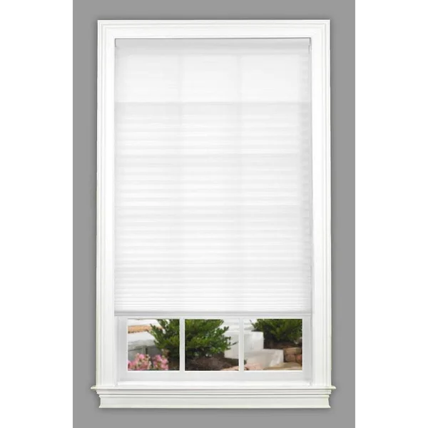 Allen + Roth 61.5-in x 48-in White Light Filtering Cordless Pleated Shade Polyester, CPWHITE614480