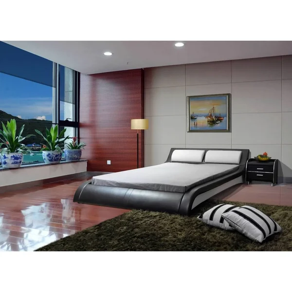 Greatime B1211EKBW Platform Bed - Eastern King, Black and White