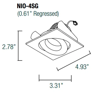 Nora NIO-4SG40XMPW 4x22 Iolite Square Surface Gimbal Adjustable TRIM, 800lm, 4000K, Matte Powder White