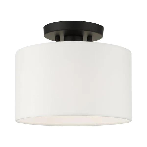 Livex Lighting Meridian 1 Light Black Semi Flush Mount 41095-04