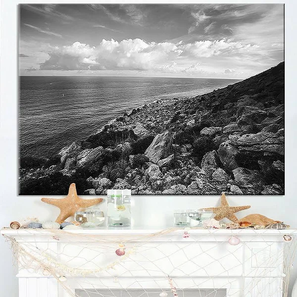 Sunrise Over Sicily Black and White Photographic Print on Wrapped Canvas, Size: 40 in. Wide x 30 in. High
