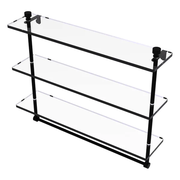 Allied Brass Foxtrot Collection 22-inch Triple Tiered Glass Shelf with Integrated Towel Bar - Matte Black