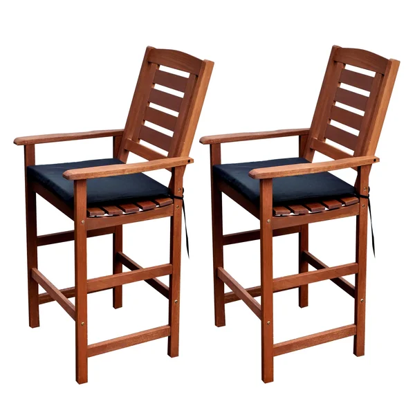 CorLiving Miramar Cinnamon Brown Hardwood Outdoor Bar Height Chairs - Set of 2