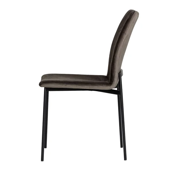 Saltoro Sherpi Sleigh Design Fabric Dining Chair with Metal Legs, Set of 2, Gray