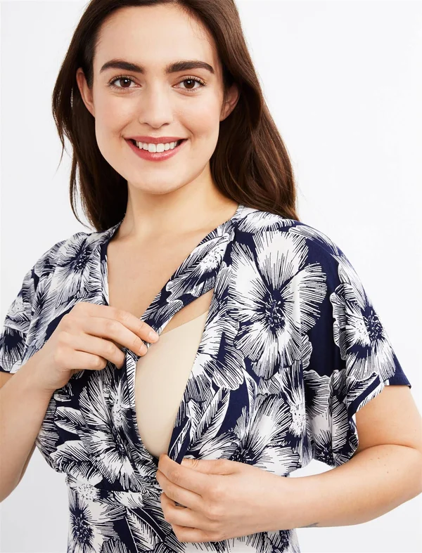 Motherhood Maternity - Tie Detail Pull Over Nursing Dress - S
