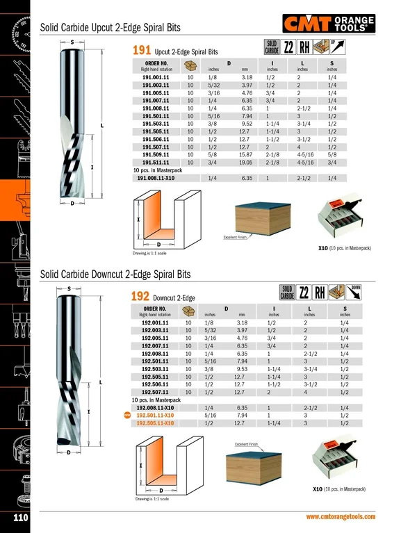 CMT 191.501.11 - 5/16x22 Upcut Spiral Bit