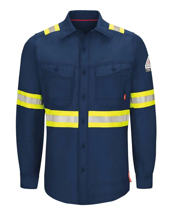 Bulwark Qs40el IQ Series Endurance Enhanced Visibility Work Shirt Long Sizes - Navy - MT