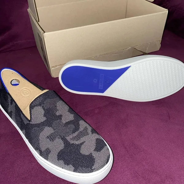 Rothy&s Grey Slip-On Sneakers, Grey Camo, Size 9