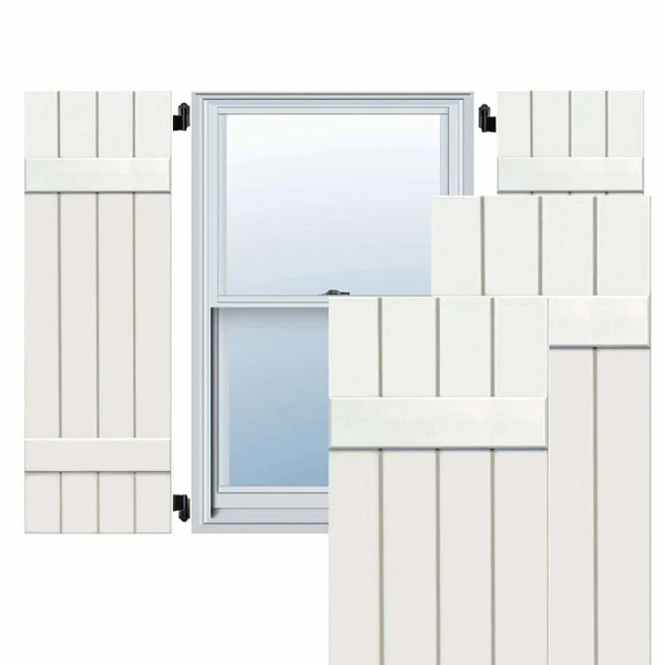Ekena Millwork CWB15X055WHC 15x22W x 55x22H Exterior Four Board (2 Batten) Composite Board-n-Batten Shutters (Per Pair), White