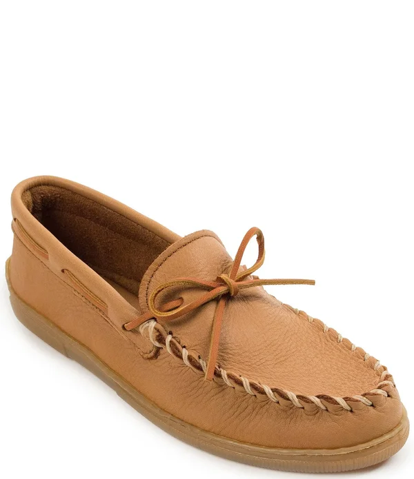 Minnetonka Men's Moosehide Classic Slipper - Natural Size 10.5