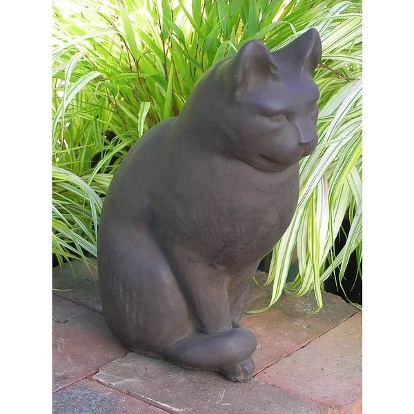 NicholsBrosStoneware Classic Sitting Cat Statue; Weathered Bronze