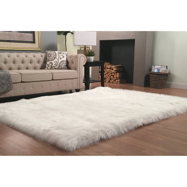 Silver Orchid Nansen Luxurious Faux Sheepskin Shag Area Rug - 12& x 15& - Camel