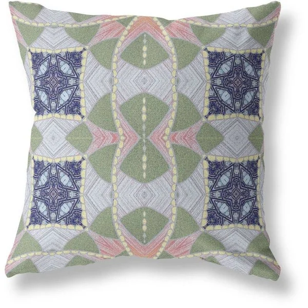 Cosmic Circle Sprays Blown and Closed Pillow Green Pink Indigo 20x22x20x22