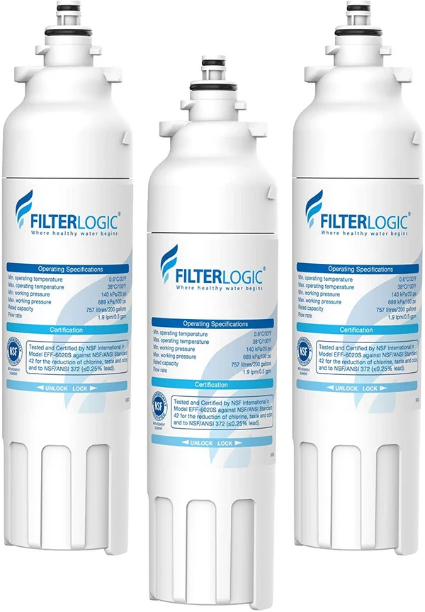 Filterlogic ADQ73613401 Refrigerator Water Filter, Replacement for LG LT800P, ADQ73613402, ADQ73613408, ADQ75795104, Kenmore 94