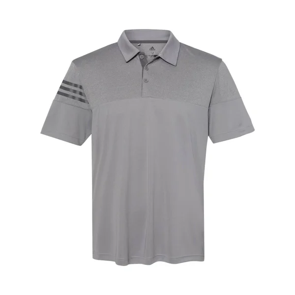 Adidas A213 Heathered 3-Stripes Colorblock Sport Shirt - Grey Three - 3XL