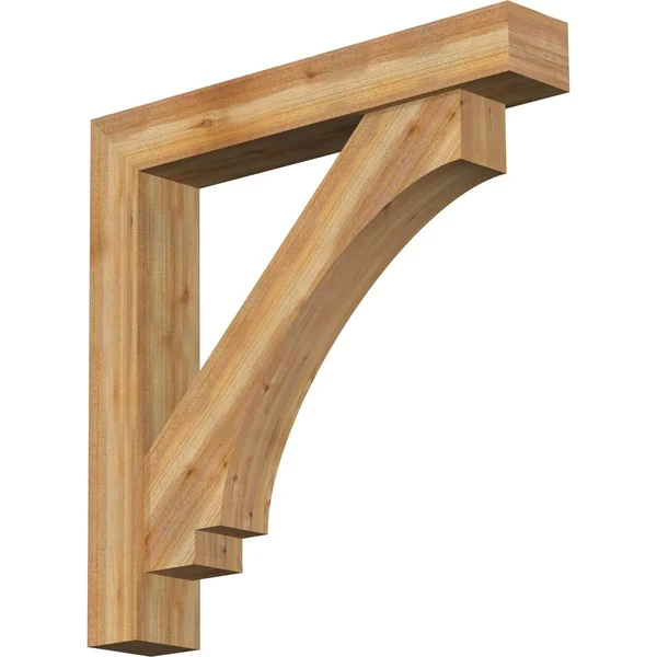 Ekena Millwork BKT0806X48X48IMP05RWR 8x22W x 48x22D x 48x22H Imperial Block Rough Sawn Bracket w/ Offset Brace, Western Red Ceda