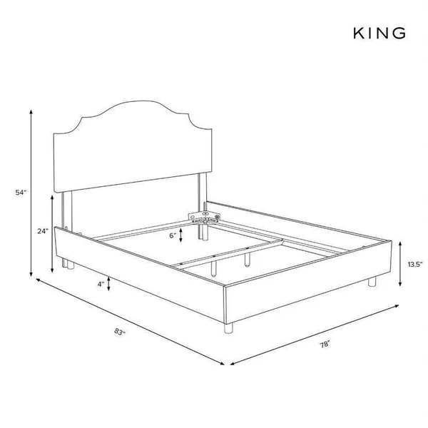 King Tufted Notched Bed - Velvet White - Threshold
