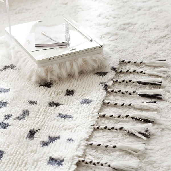 Shaggy Ikat Dot Rug - 3&x5&, Iron/Ivory - 3x5 - Rugs & Windows - Pottery Barn Teen