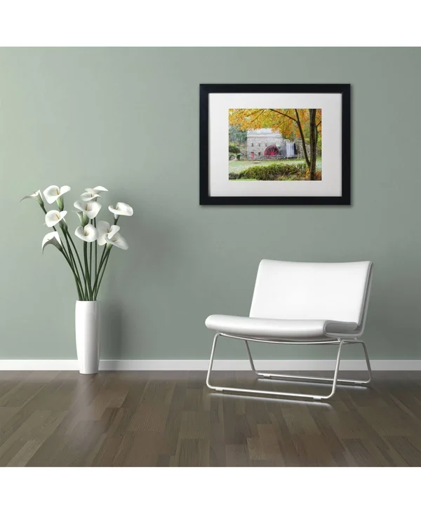 Trademark Fine Art &Grist Mill Autumn& by Michael Blanchette Framed Photographic Print - Matte Color: White - Size: 16x22 H x 20x